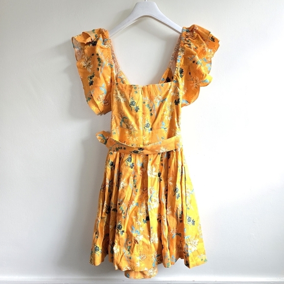 New The Renata Cutout Floral-Print Linen-Blend Mini Dress NWT XS - Picture 9 of 10